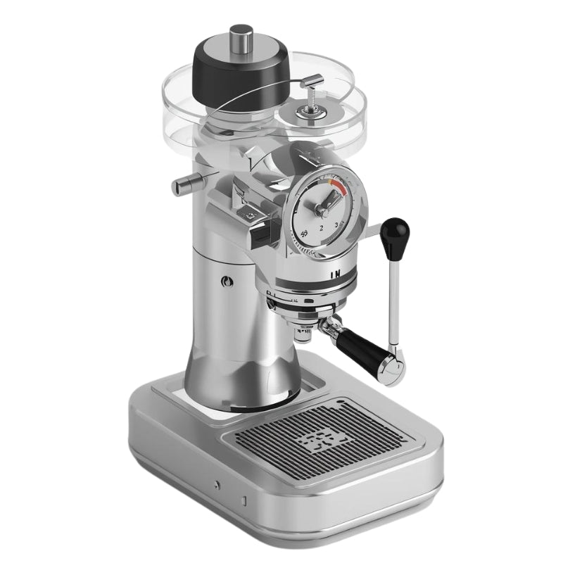 Manual lever espresso machine with pressure gauge - classic design